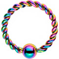 16G 5/16" Rainbow IP So Twisted Captive Style Seamless Ring