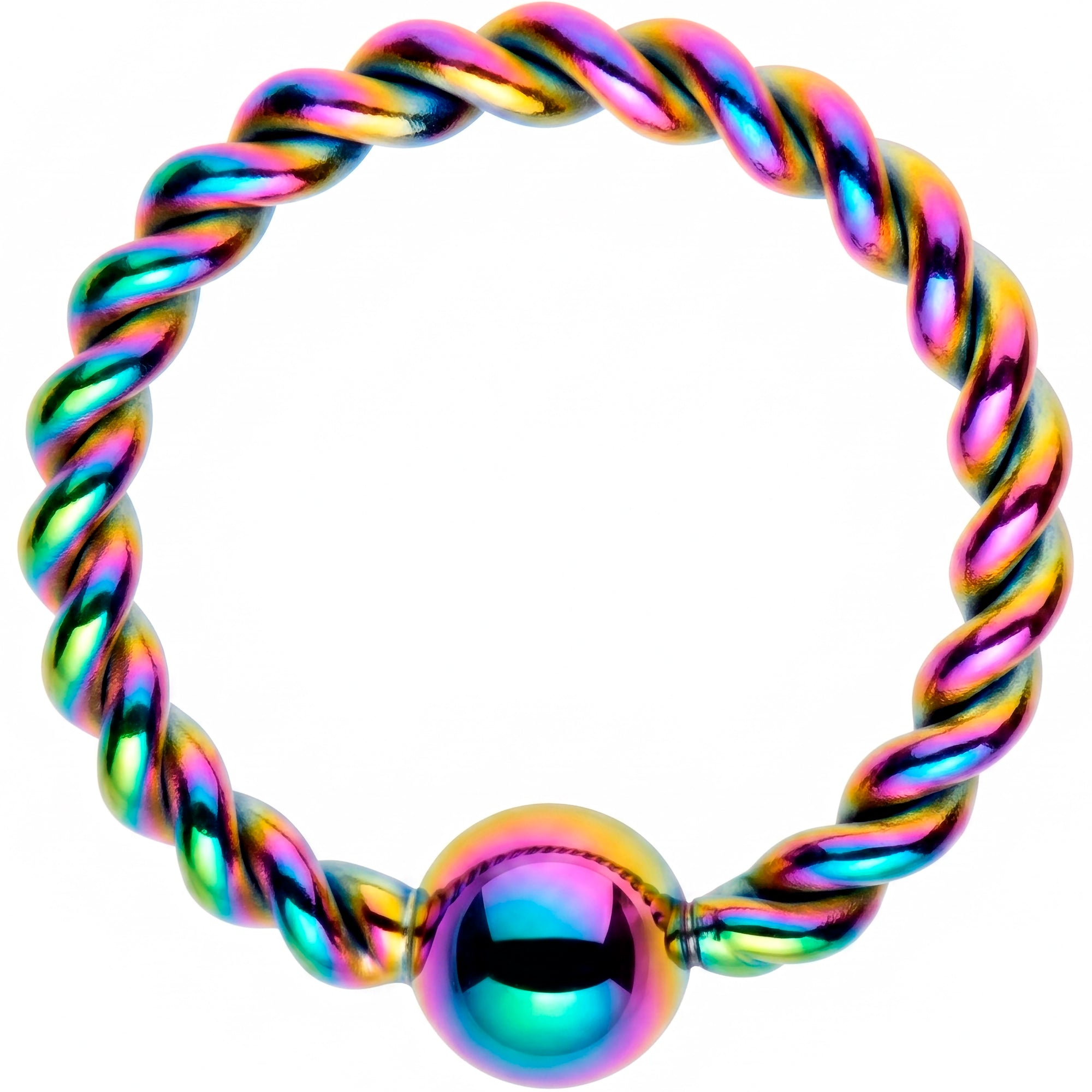16G 5/16" Rainbow IP So Twisted Captive Style Seamless Ring