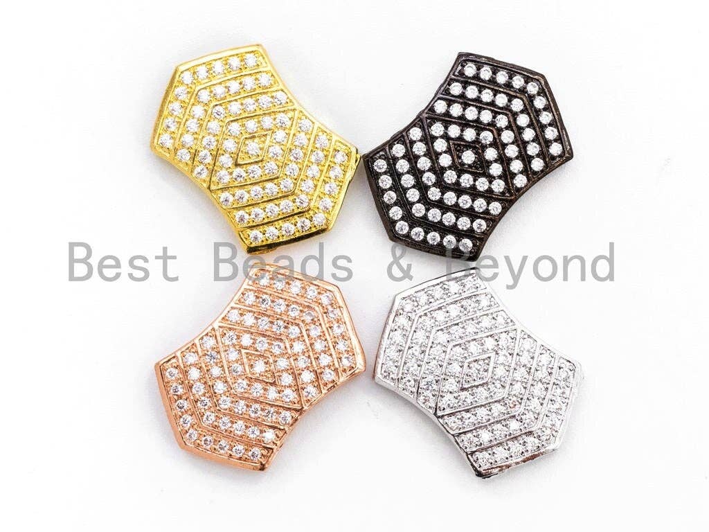 CZ Micro Pave Polygon Bar Spacer Connector Beads, sku#C54