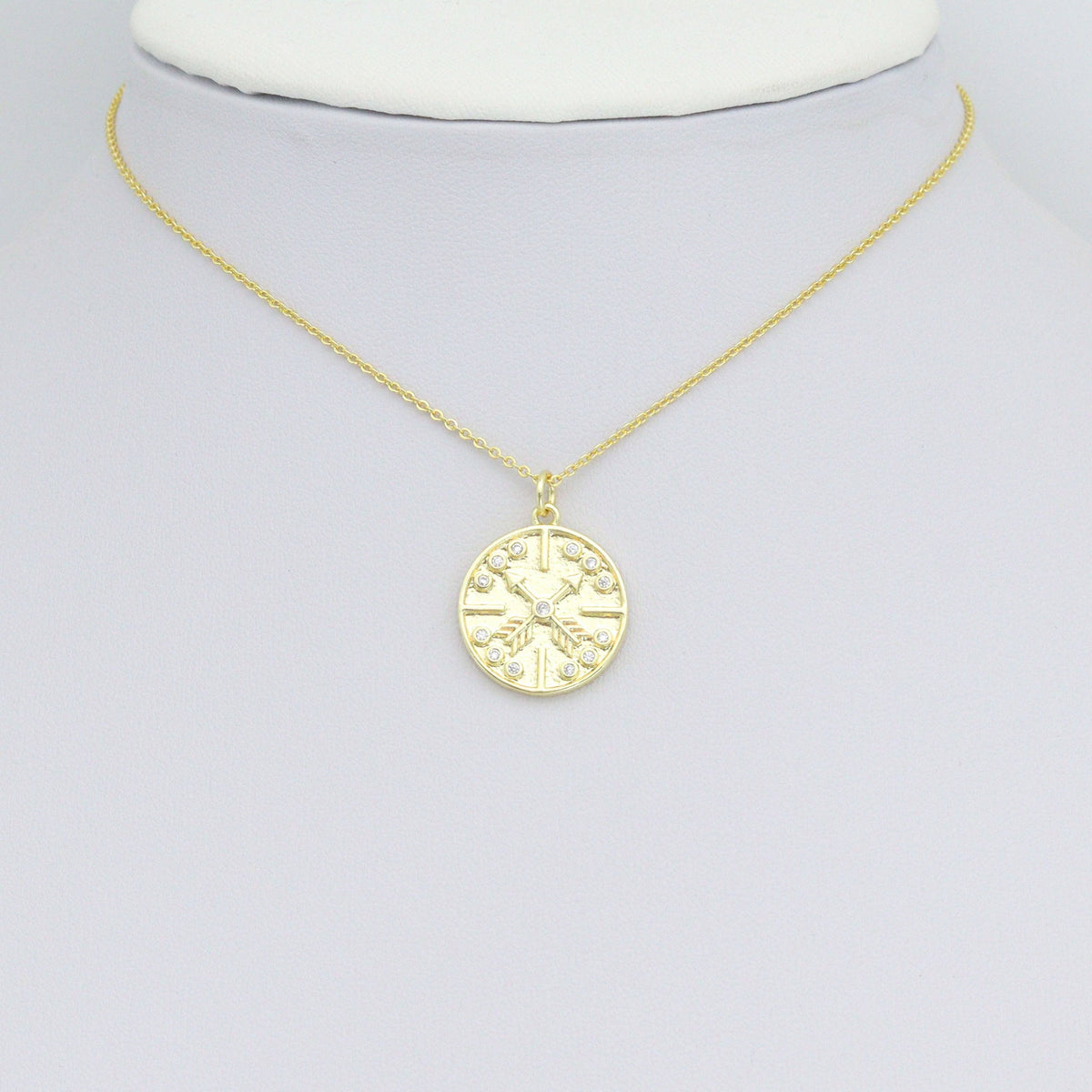 Gold Silver Arrows On Round Coin Charm Pendant, Sku#L724