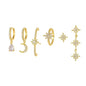 Stacking 6 Pieces Cosmic Sparkle Earring Set, 18k Gold Hoop Drop, S925 Needle, Stacked Lobe Designs with Dazzling Zirconia