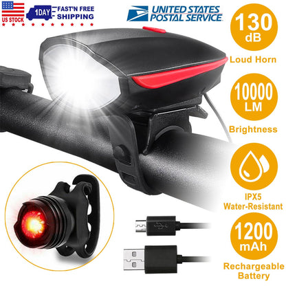 Bike Front & Rear Light with Horn – High-Brightness Safety