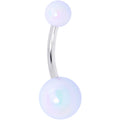 White Pearlescent Acrylic Ball Belly Ring