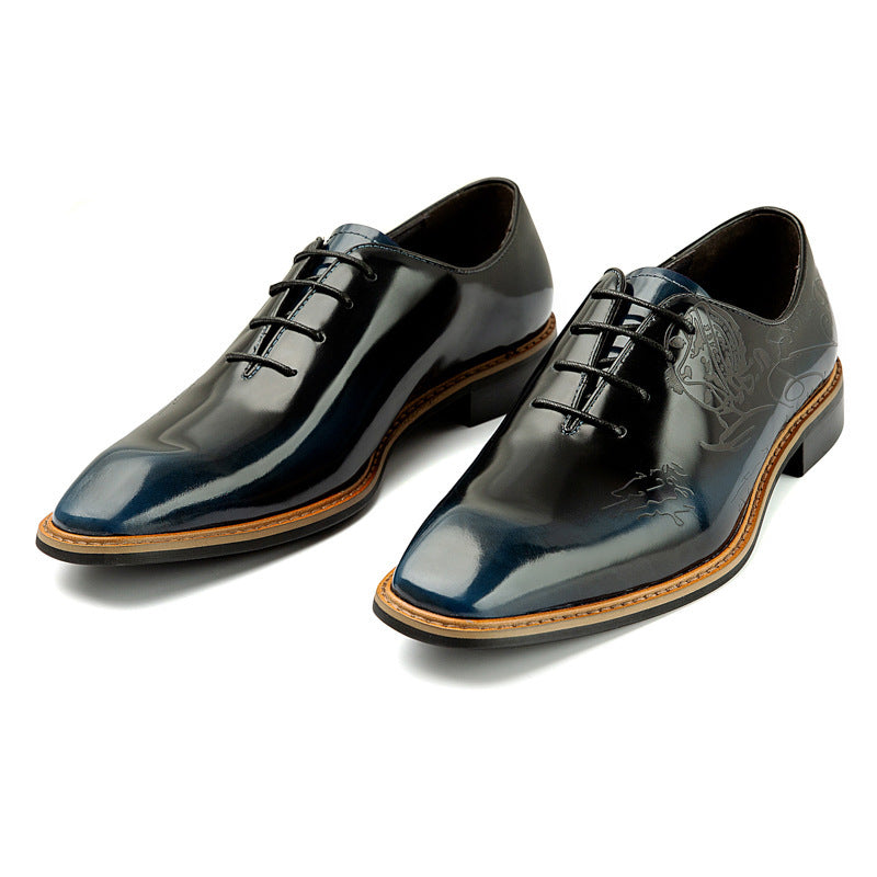 Short Laser Carved Calf Head Leather Shoes