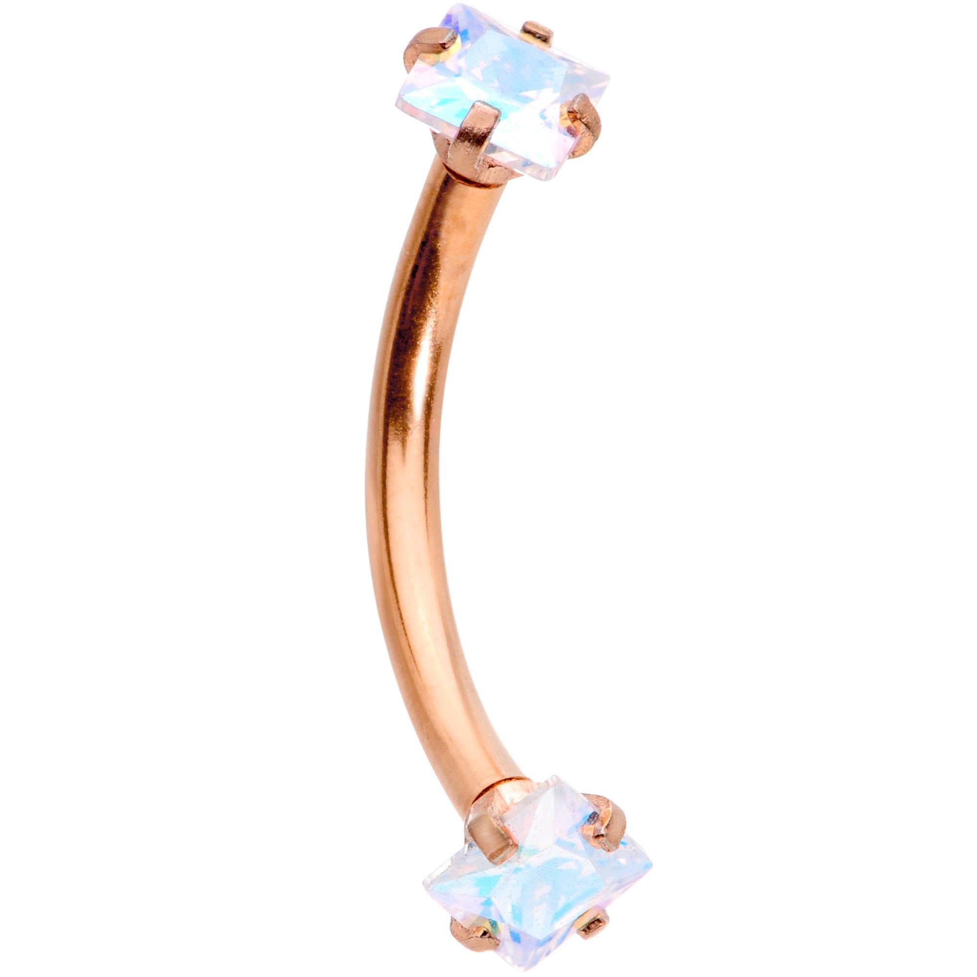 3/8 Clear Gem Anodized Curved Eyebrow Ring Set of 3