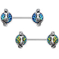 9/16 Green Mermaid Scale Mystic Sleep Mermaid Barbell Nipple Ring Set