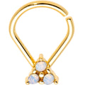 16G White Faux Opal Gold Tone Cluster Trio Ellipse Seamless Ring