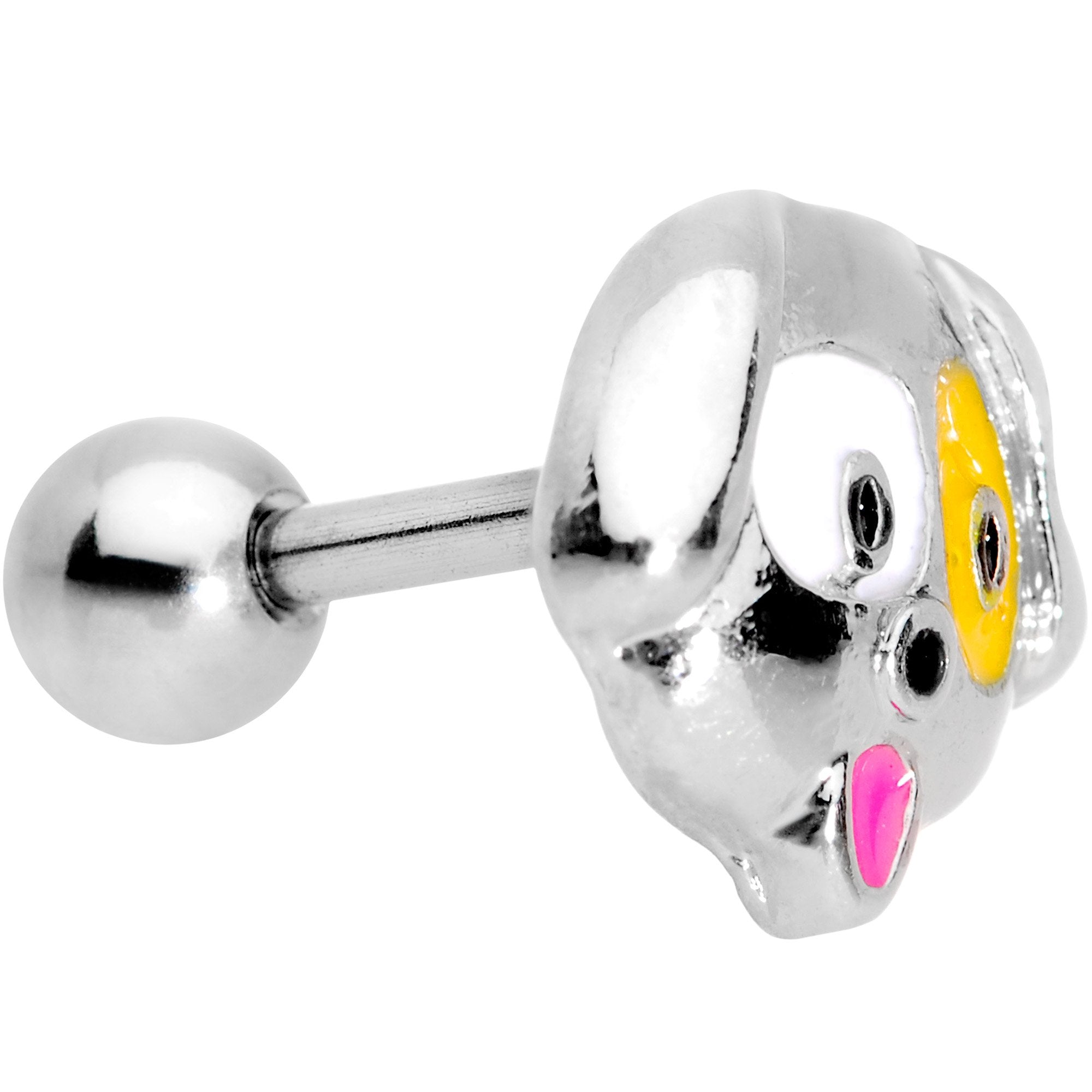 16G 1/4 Orange White Perfect Pooch Dog Tragus Cartilage Earring