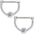 14G 1/2 Clear Gem Twisted Nipple Clicker Set