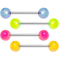 Multi Color Translucent Blast Ball Barbell Tongue Ring Set of 4