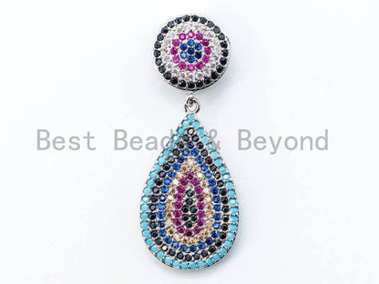 CZ Micro Pave Teardrop Pendant with Evil Eye, sku#L96