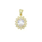 Clear Oval CZ Gold Flower Charm Pendant, Sku#LK1073