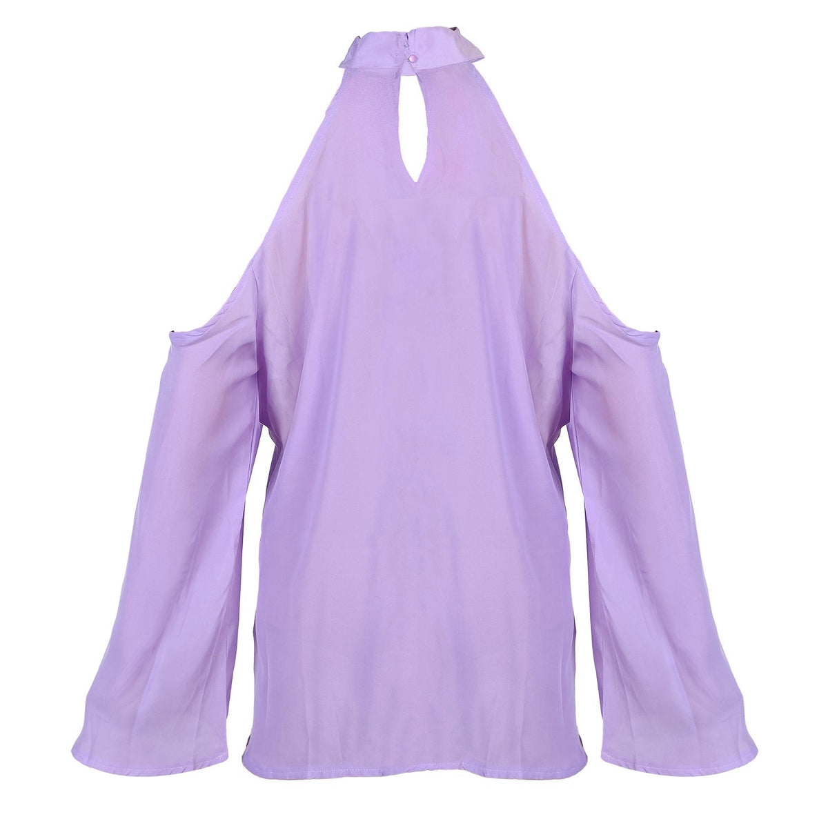 Off-the-Shoulder Blouse with V-Neck and Long Sleeves