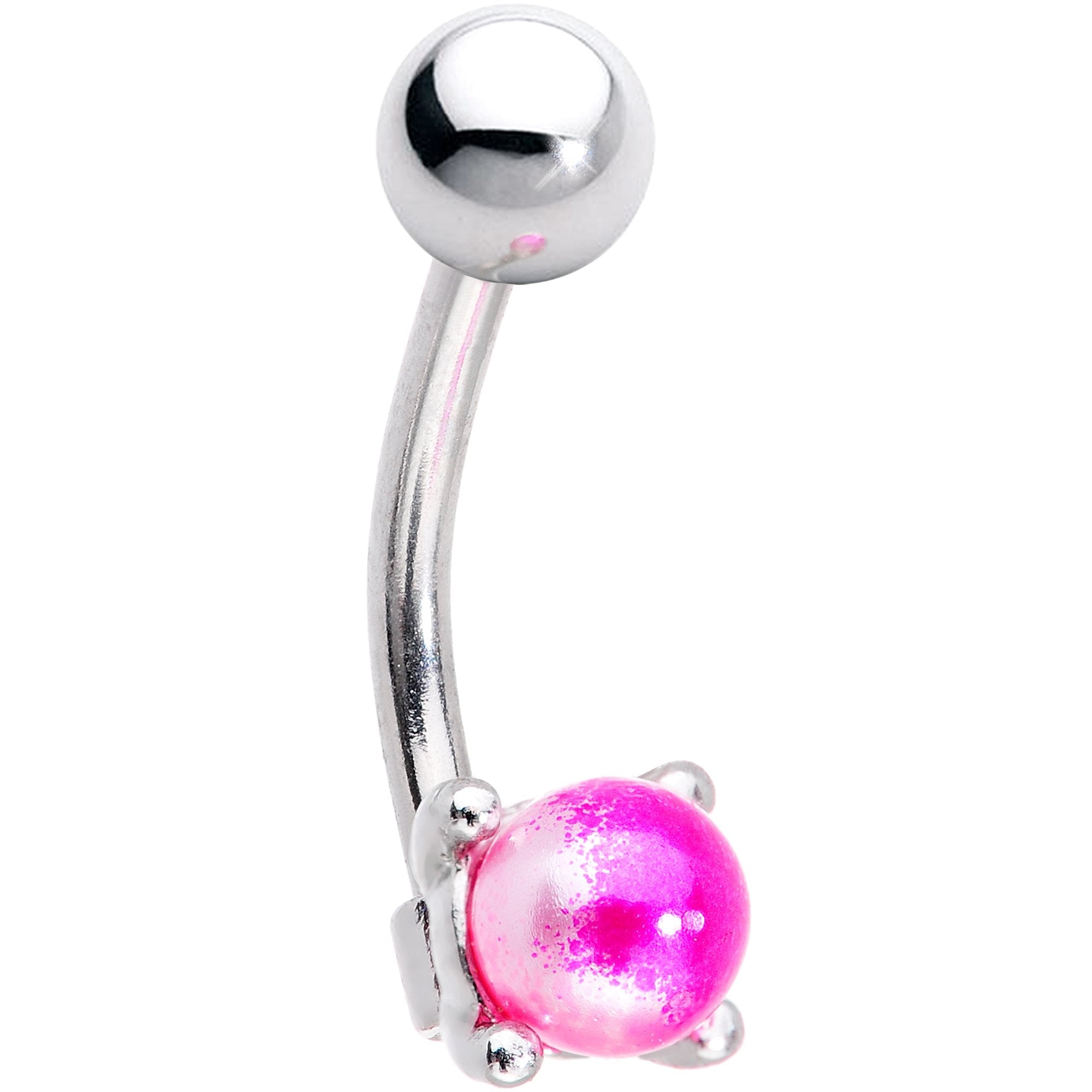16G 5/16 Pink Pearlescent Acrylic Ball Eyebrow Ring
