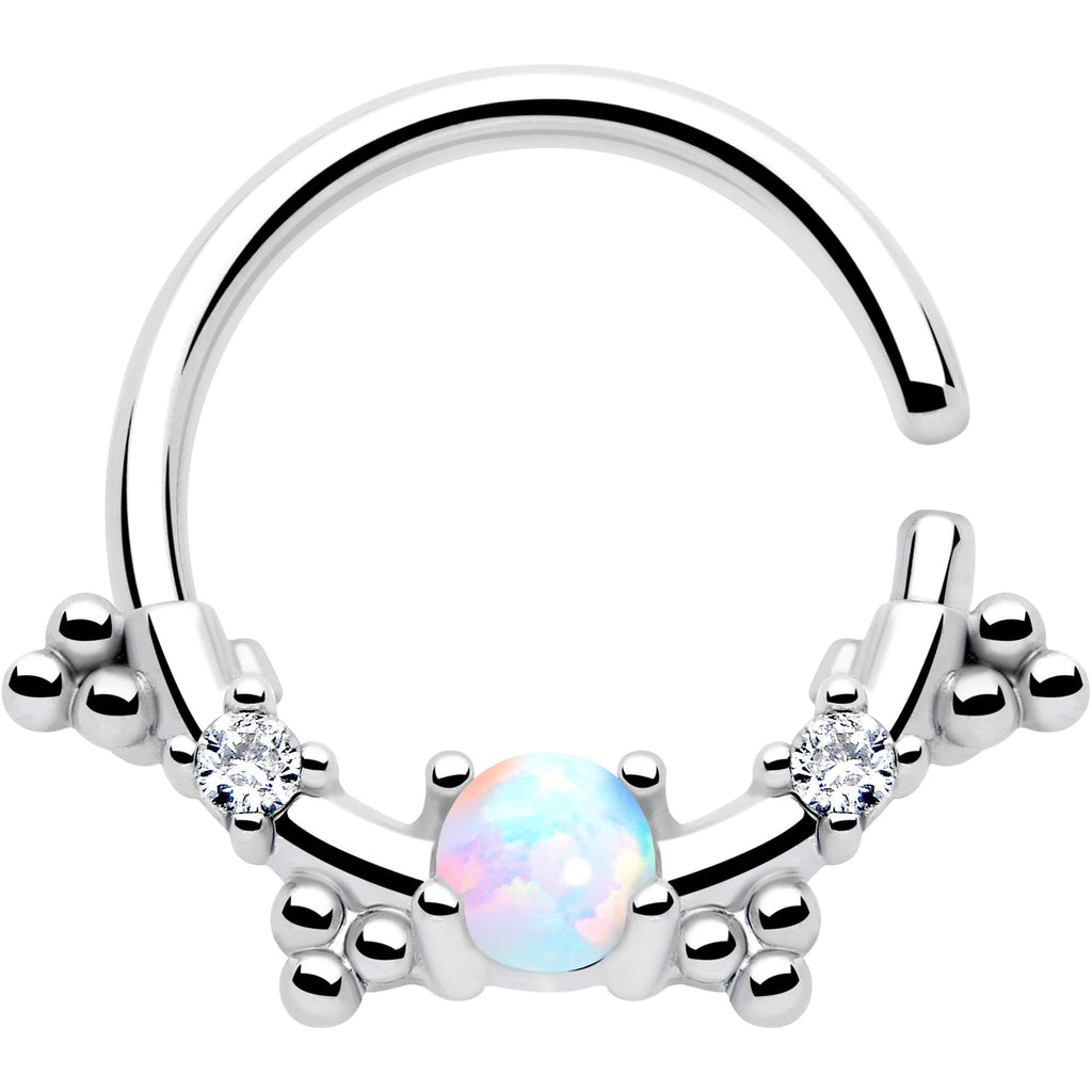 16G 3/8 White Synthetic Opal Luminous Seamless Circular Ring