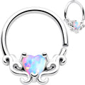 16G 5/16 White Synthetic Opal Bold Heart Seamless Circular Ring