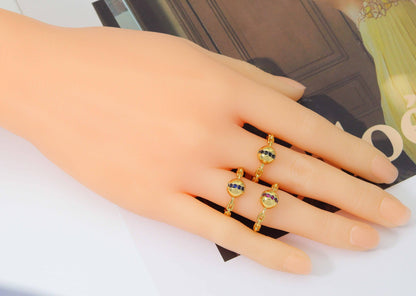 Colorful CZ Half Round Ball Adjustable Ring, Sku#X335