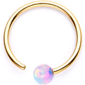 20G White Synthetic Opal Gold PVD Seamless Circular Ring