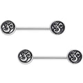 9/16 Spiritual Ohm Symbol Barbell Nipple Ring Set
