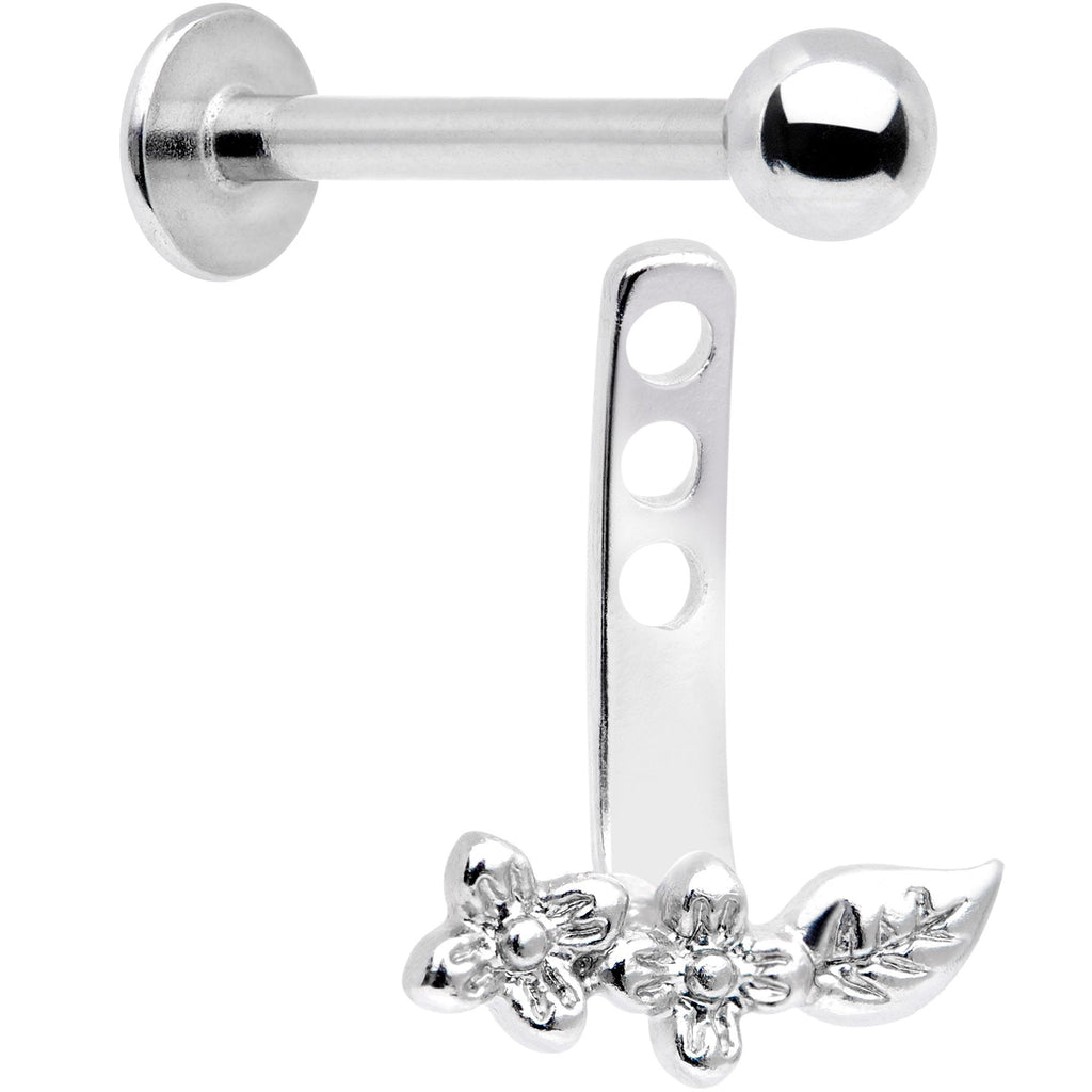 16G 3/8 Leafy Flowers Dangle Cartilage Tragus Helix Piercing