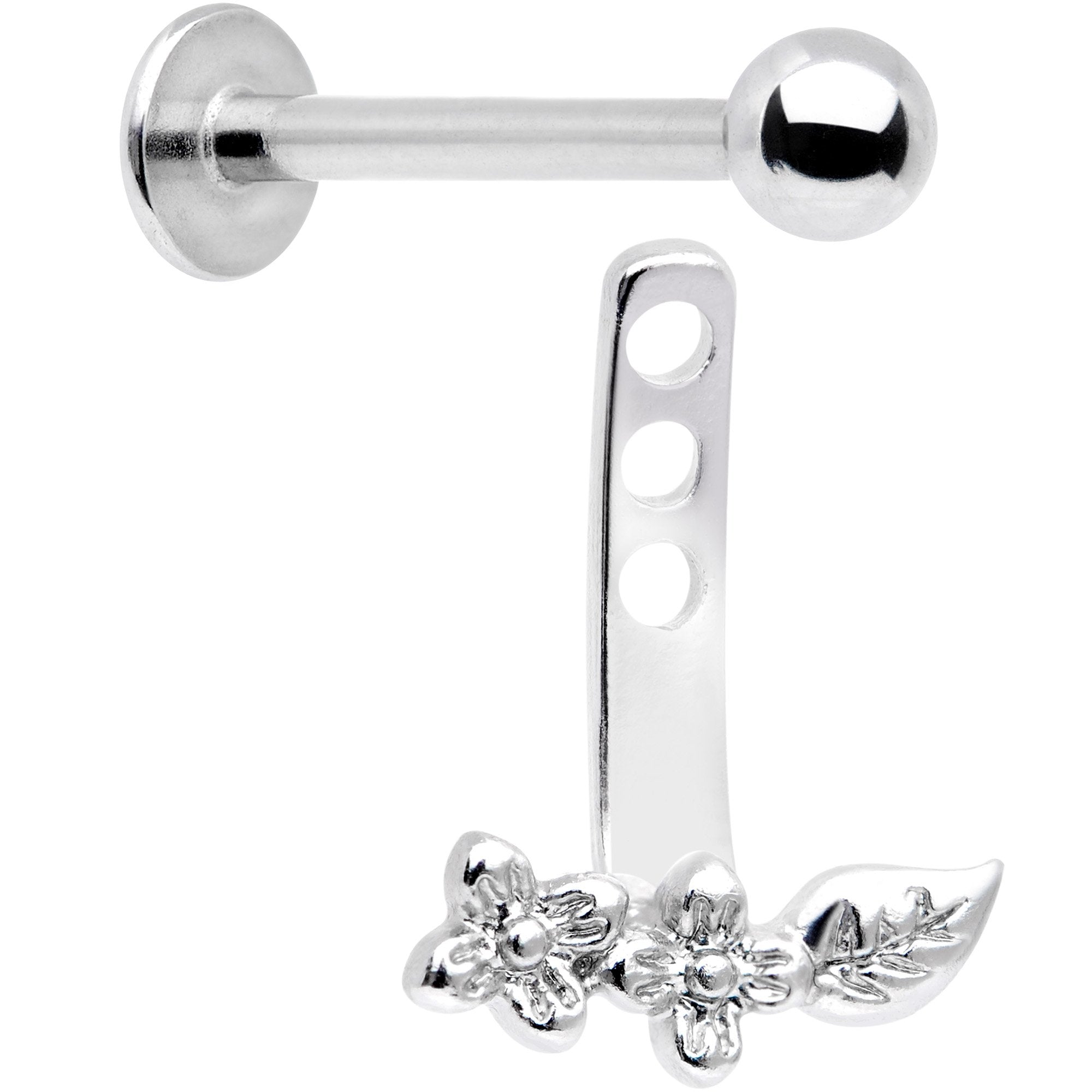 16G 3/8 Leafy Flowers Dangle Cartilage Tragus Helix Piercing