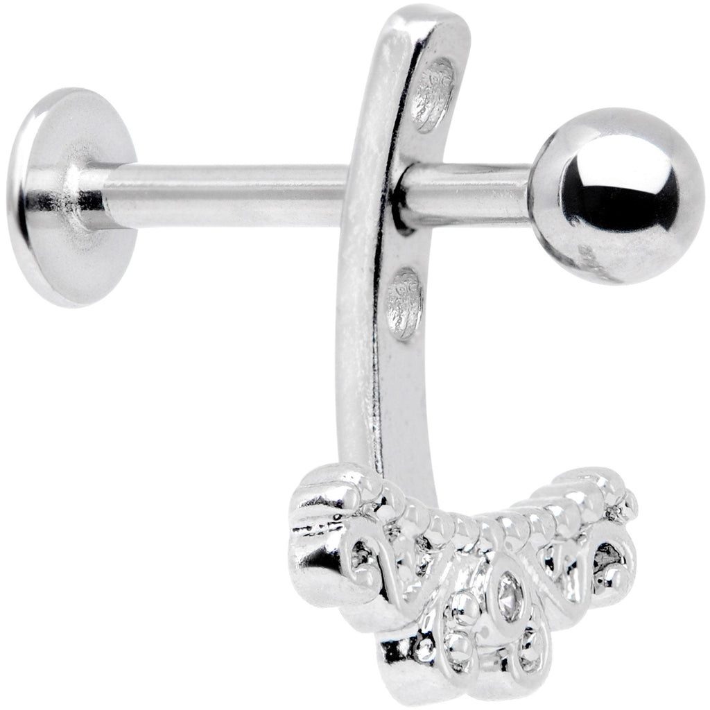 Clear Gem Victorian Swirl Dangle Cartilage Tragus Helix Piercing