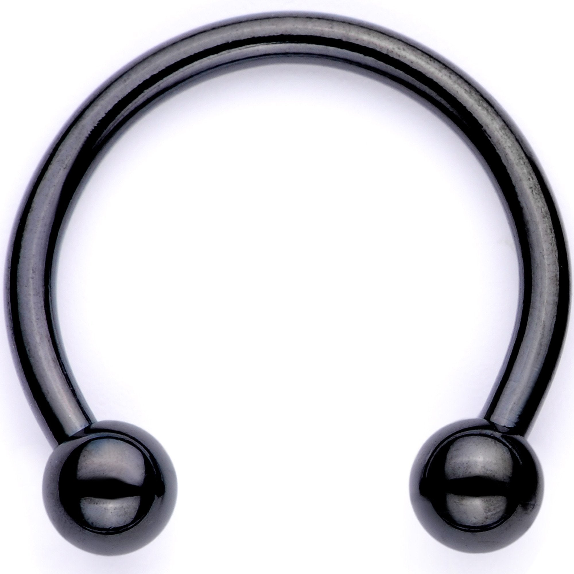 16G 3/8 Teal Faux Opal Black Anodized Horseshoe Closure Ring Set