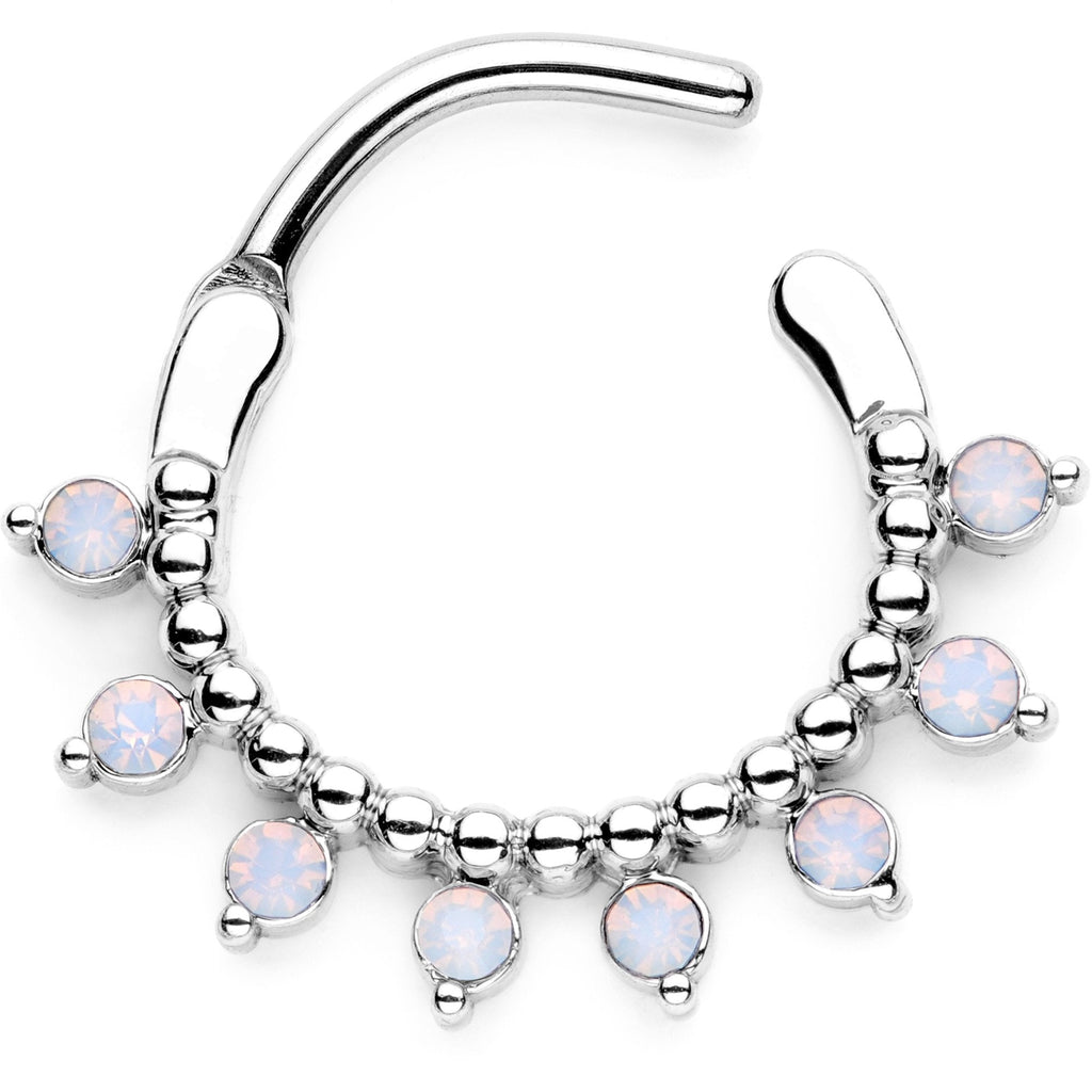 16G 3/8 White Faux Opal Twisted Hoseshoe and Clicker Set of 3