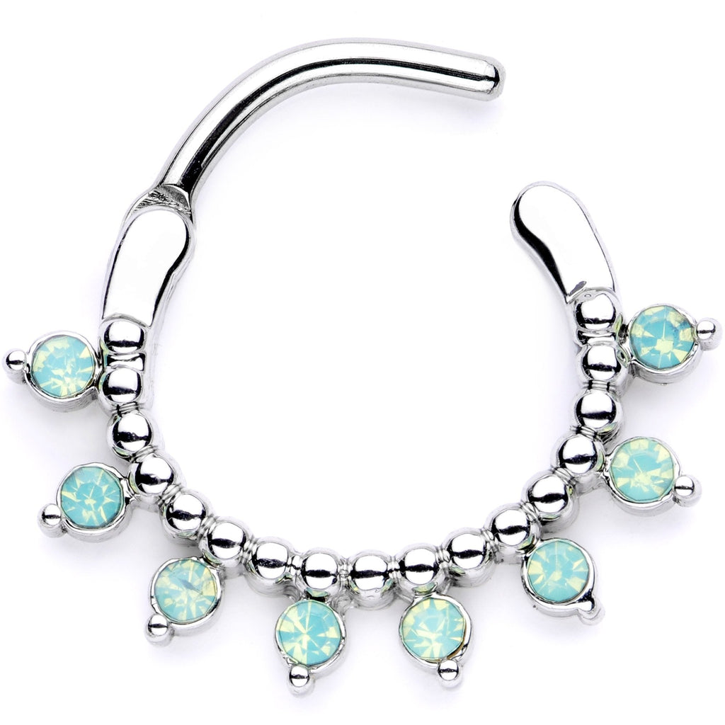 16G 3/8 Teal Faux Opal Twisted Horseshoe and Clicker Set of 3