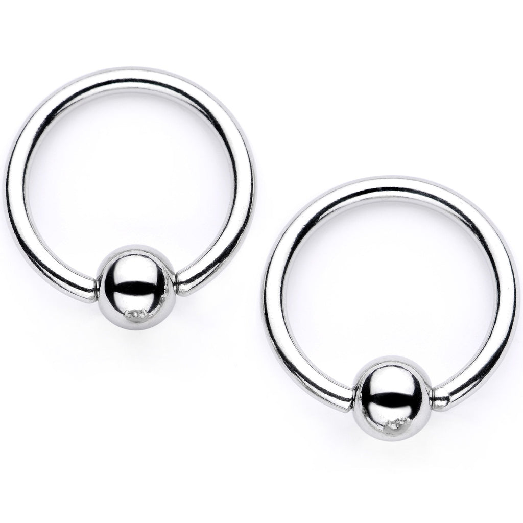 14G Blue Sugar Skull Captive Ring Barbell Nipple Ring Set
