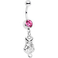 Pink Gem Luck Be A Kitty Cat Tonight Dangle Belly Ring