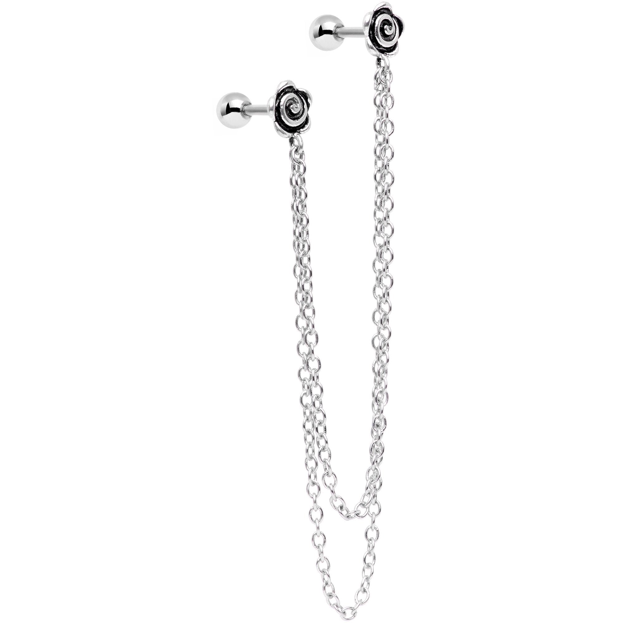 16G 1/4 Farewell Summer Flower Cartilage Chain Earring