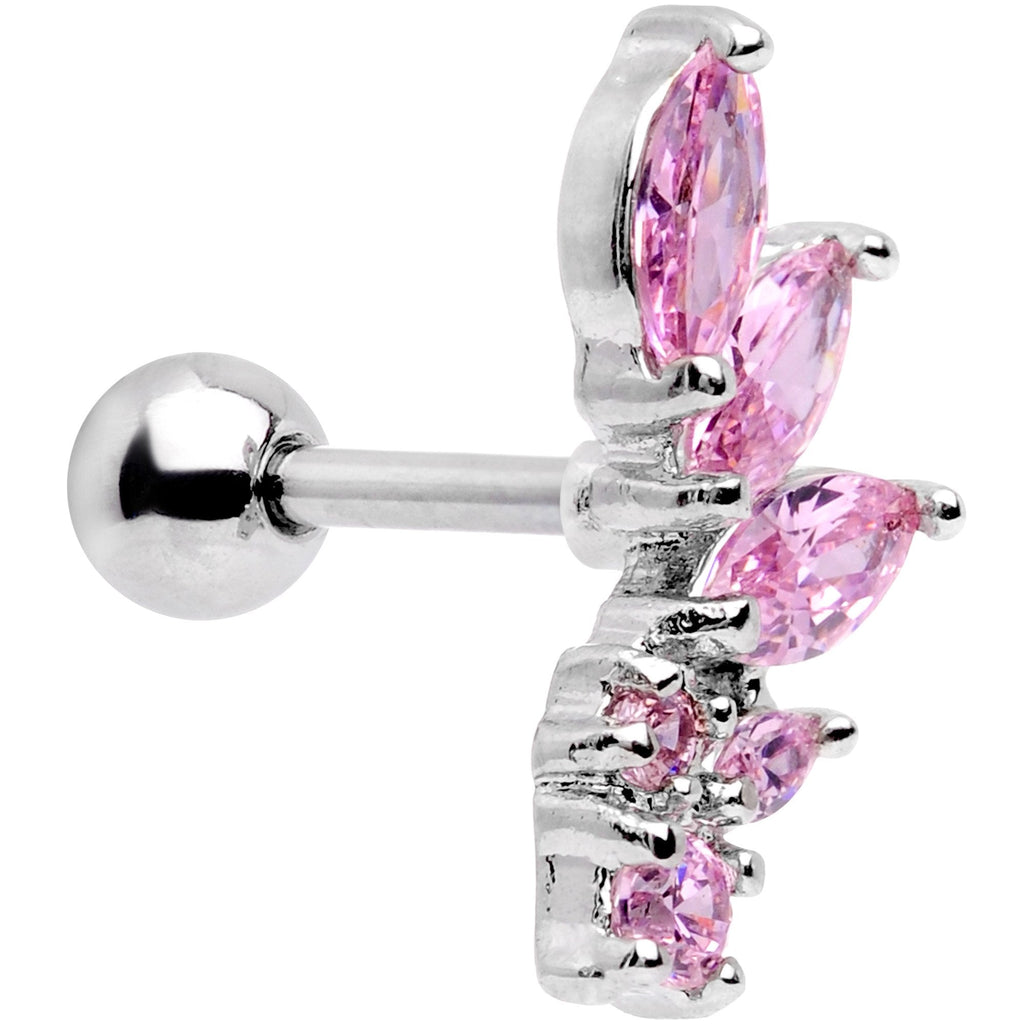 16G 1/4 Pink Gem Dewdrop Cluster Cartilage Tragus Earring