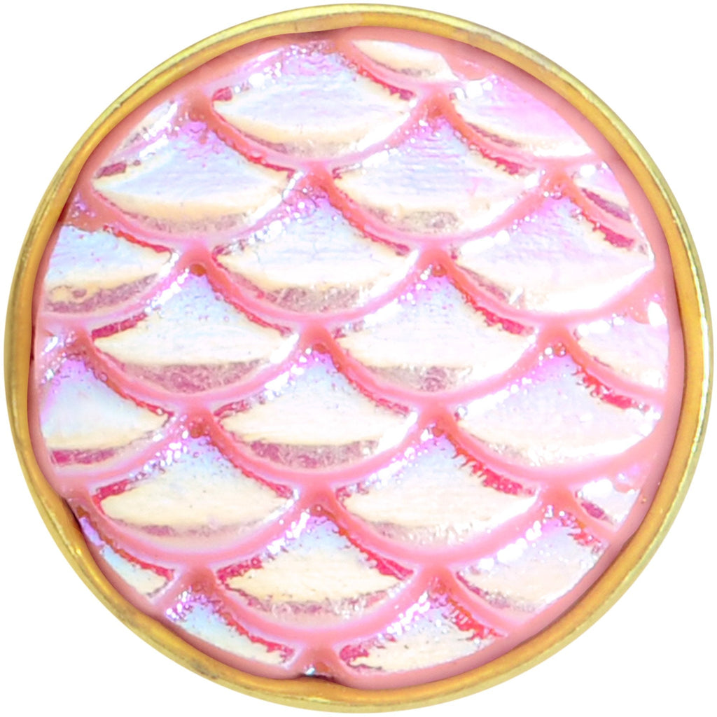 Gold PVD Pink Mermaid Scale Barbell Tongue Ring