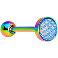 Rainbow PVD Aqua Mermaid Scale Barbell Tongue Ring