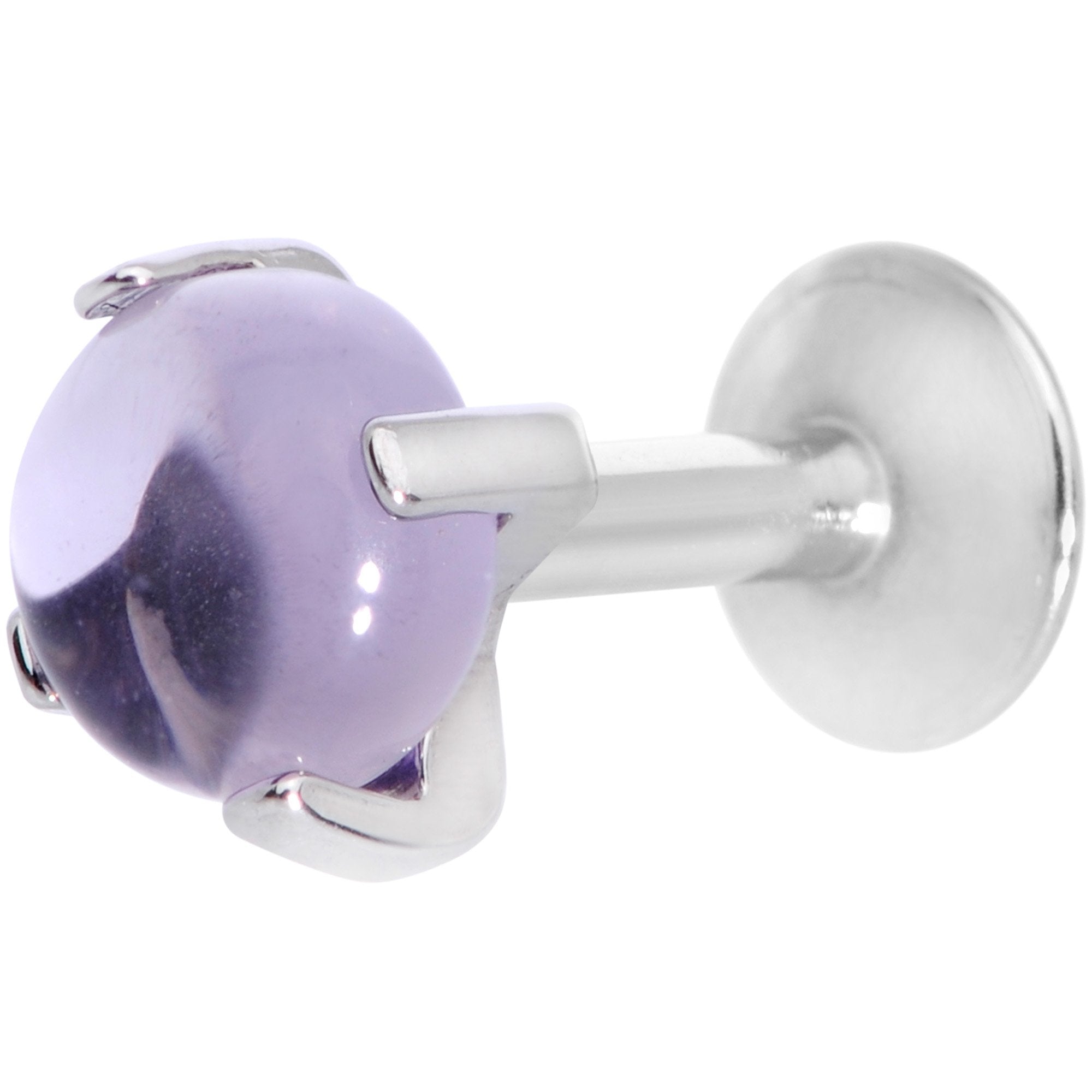 16G 1/4 Pink Amethyst Internally Threaded Labret Monroe Tragus