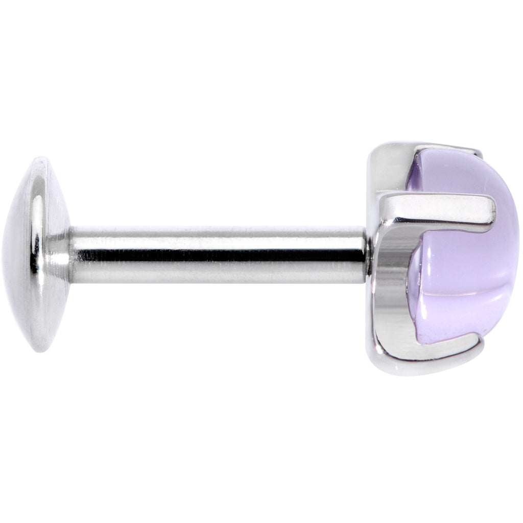 16G 1/4 Pink Amethyst Internally Threaded Labret Monroe Tragus