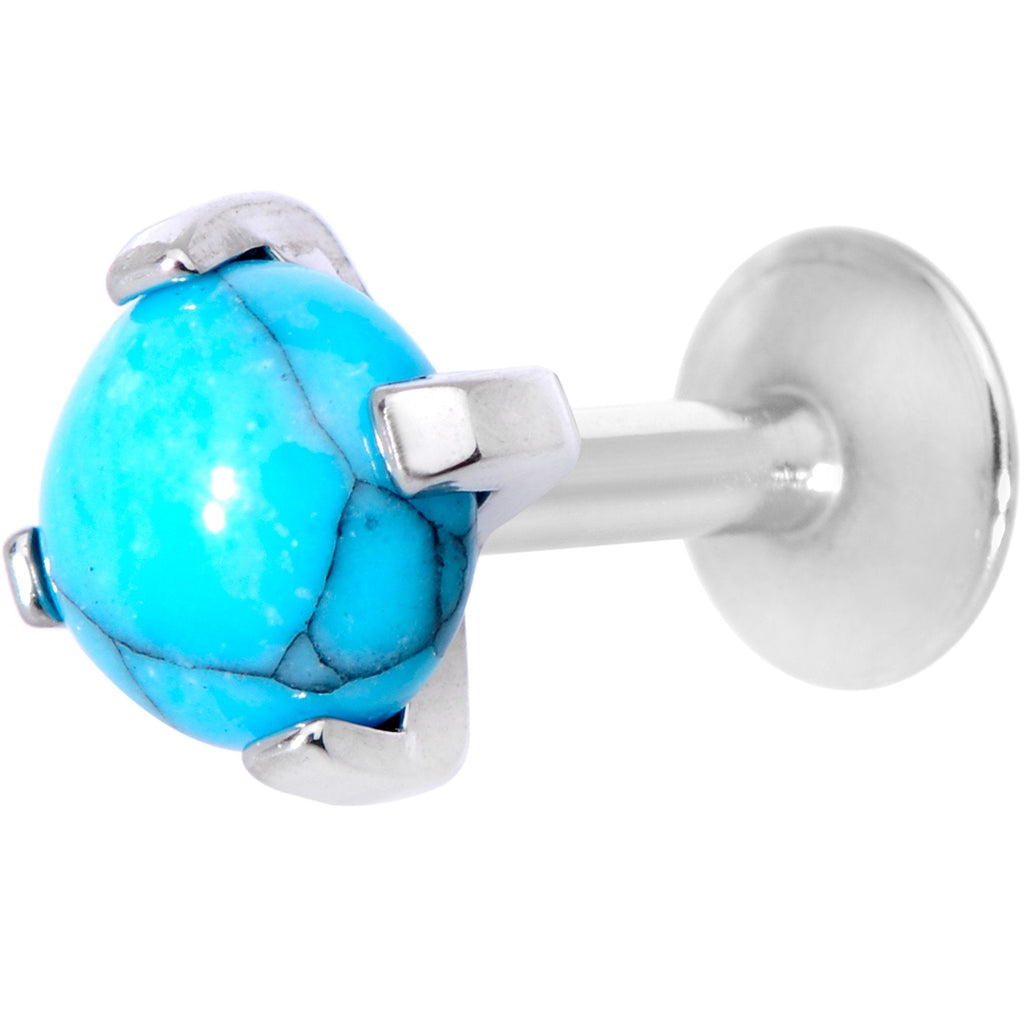 16G 1/4 Turquoise Internally Threaded Labret Monroe Tragus