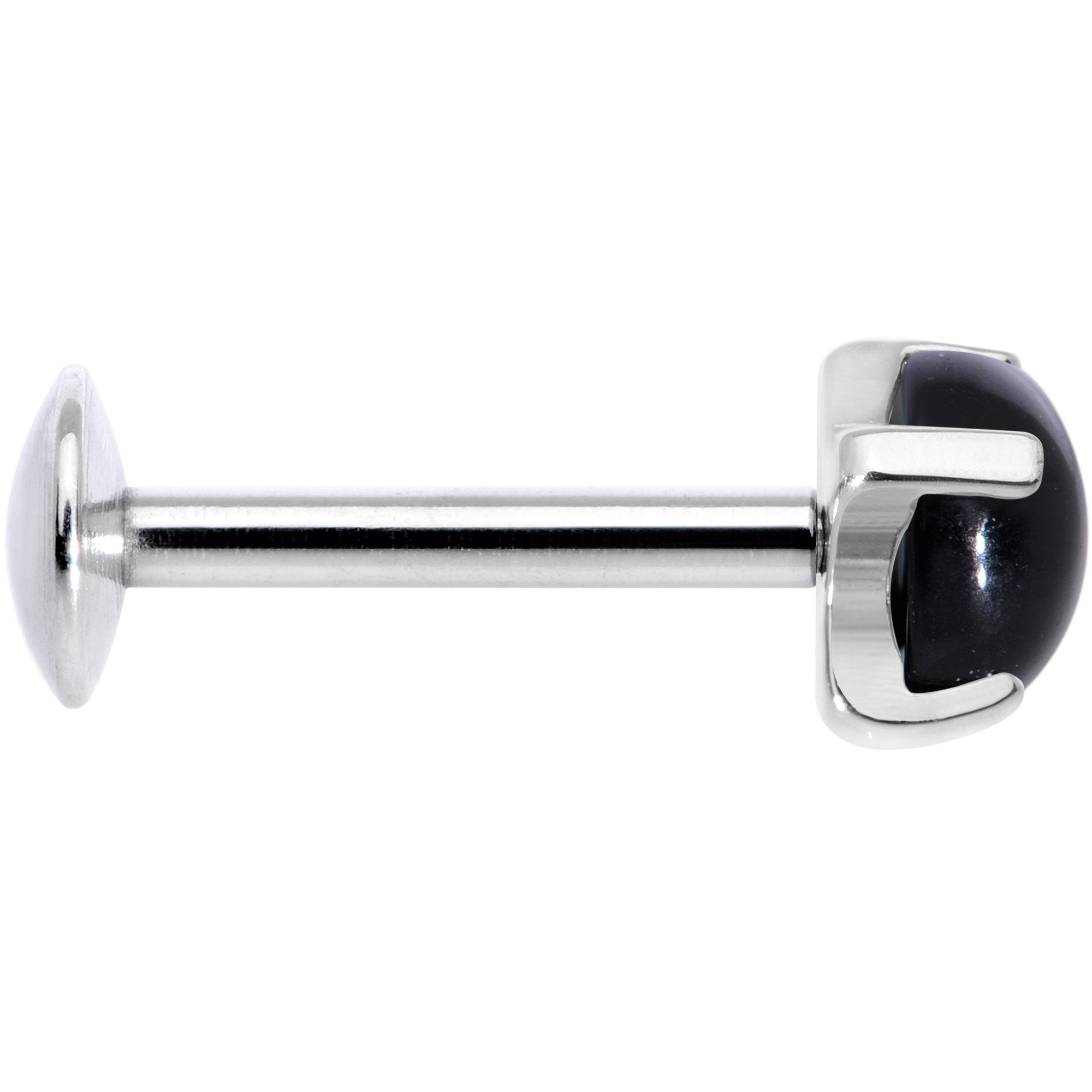 16G 5/16 Black Agate Internally Threaded Labret Monroe Tragus