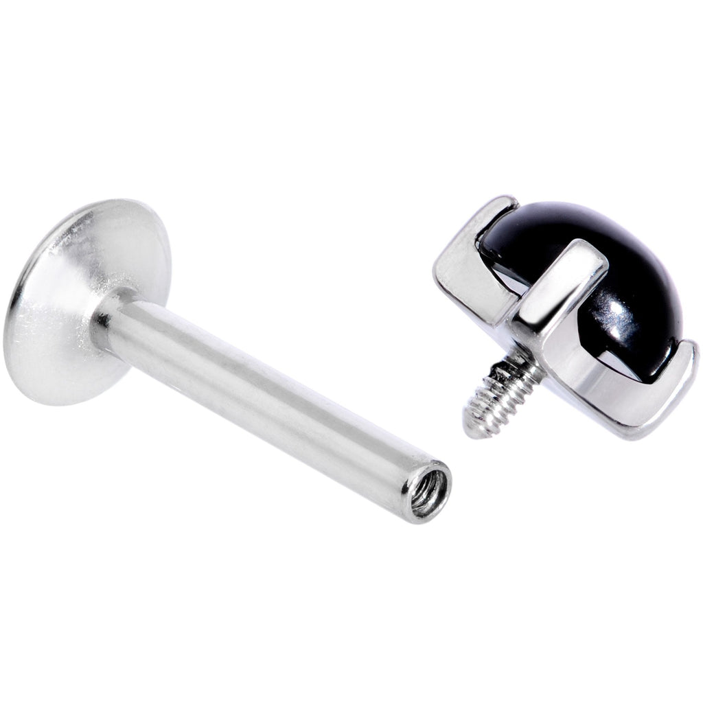 16G 5/16 Black Agate Internally Threaded Labret Monroe Tragus