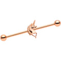 Unicorn Heart Charm Rose Gold Anodized Straight Industrial Barbell 38mm