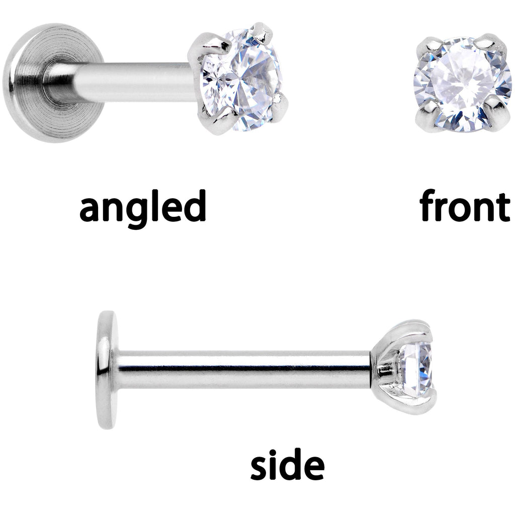 16G 1/4 Clear Gem Flowers Cartilage Tragus Earring Set of 3