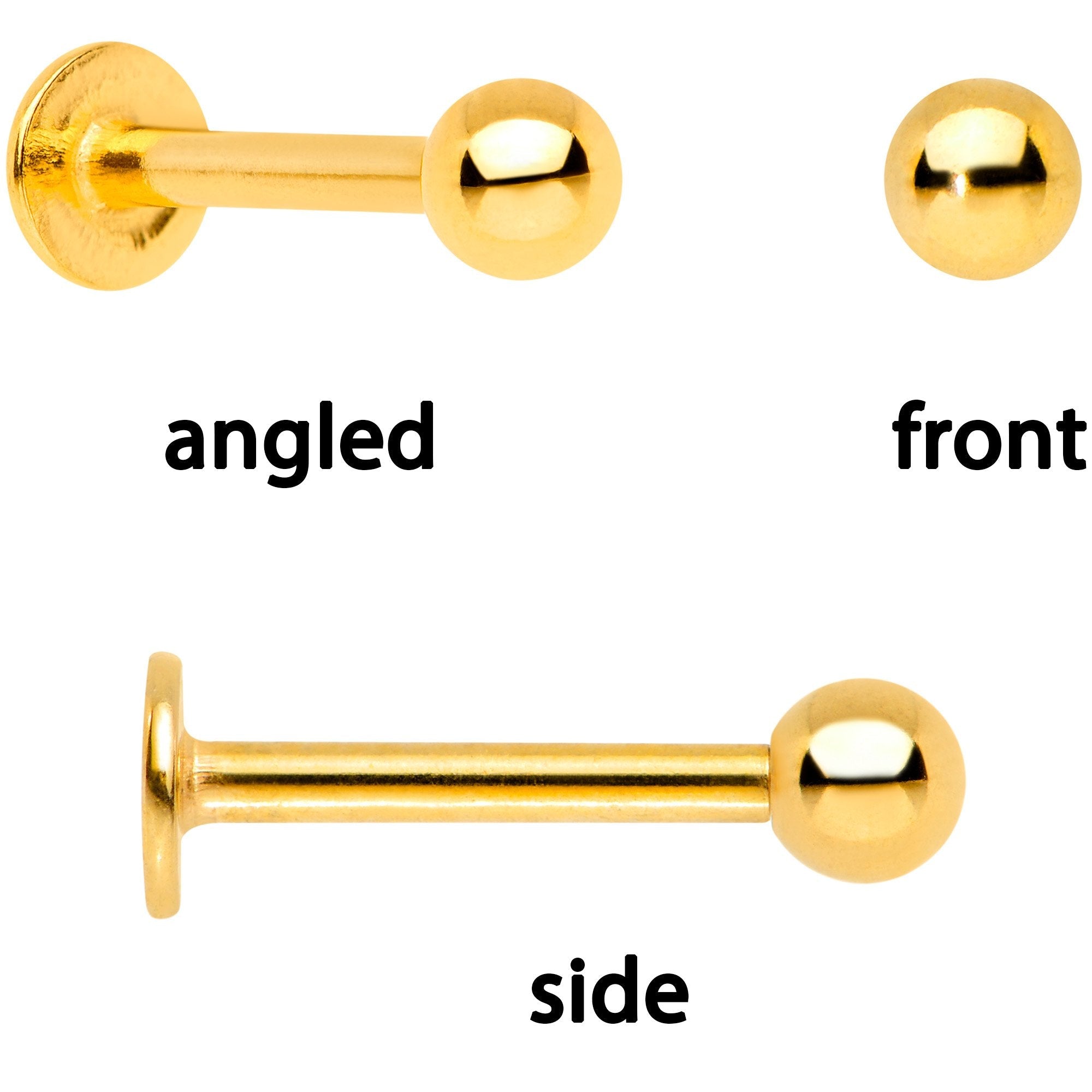 16G 1/4 Clear Gem Gold Tone Flower Cartilage Tragus Set of 3