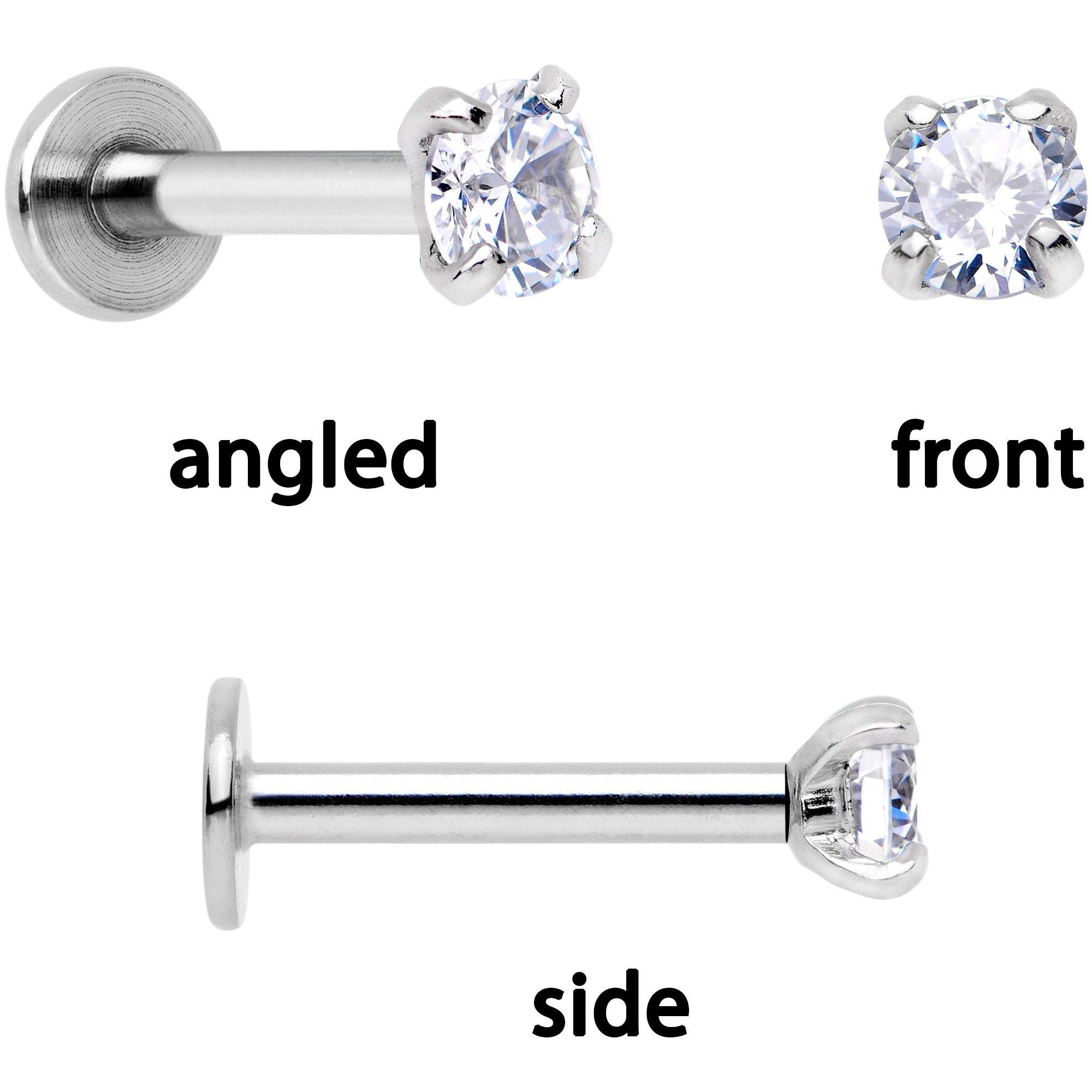 16G 1/4 Clear Gem Springtime Cartilage Tragus Earring Set of 3