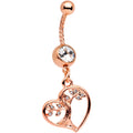 Clear Gem Rose Gold Tone Tree of Love Twisted Dangle Belly Ring