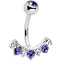 Purple Clear CZ Gem Wave Of Glamour Belly Ring
