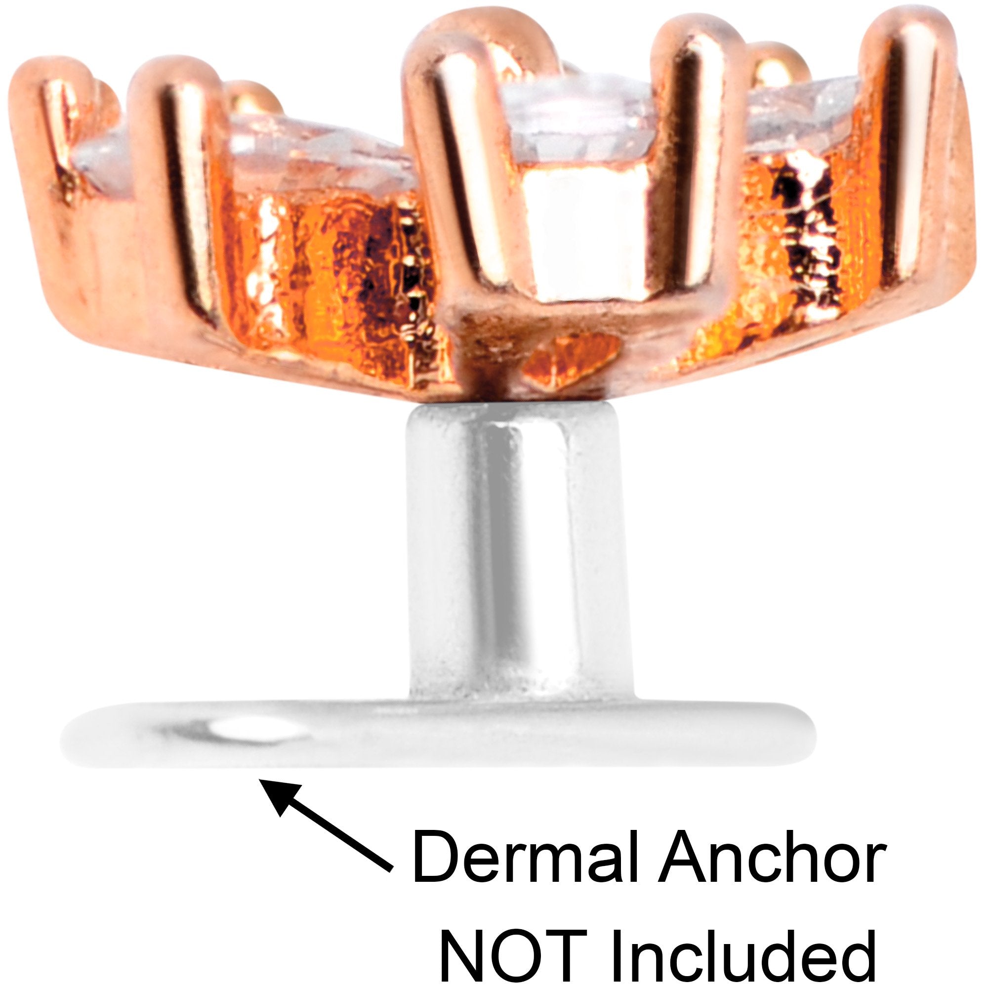14G Clear CZ Gem Lovely Bloom Rose Gold Tone Dermal Anchor Top