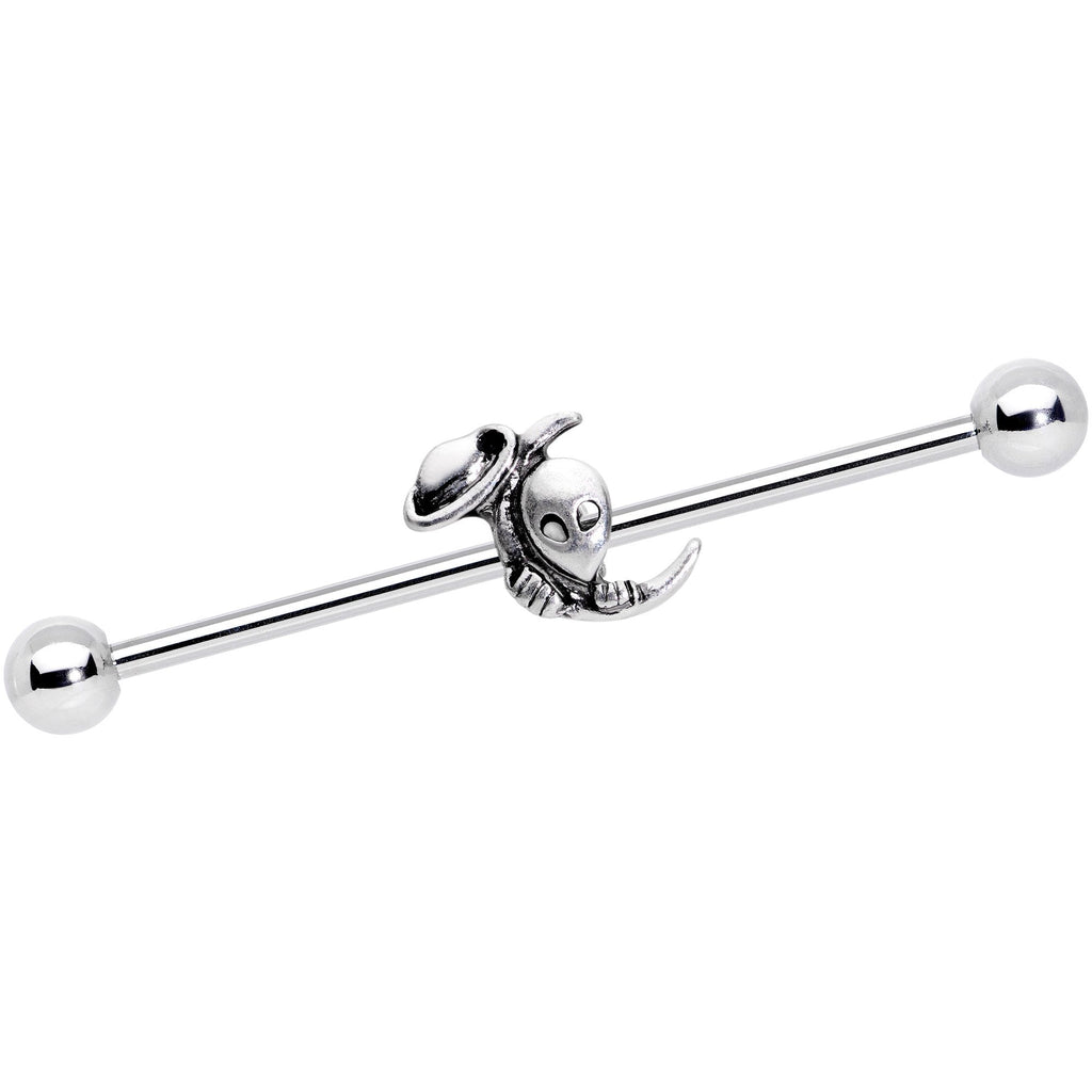 14G UFO Aliens Are Watching Industrial Barbell 38mm