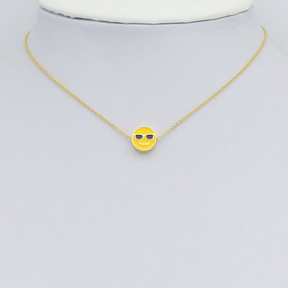 Yellow Enamel Cool Smiley Face with Sunglass spacer beads, Sku#LK1111