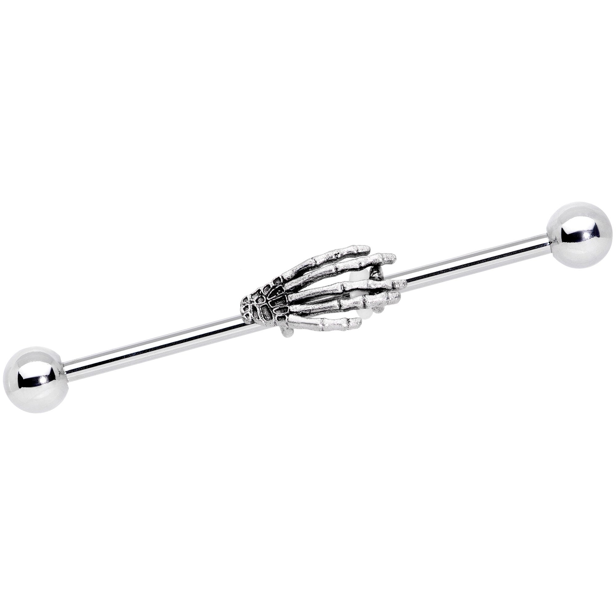 14G Halloween Skeleton Hand Barbell Industrial 38mm